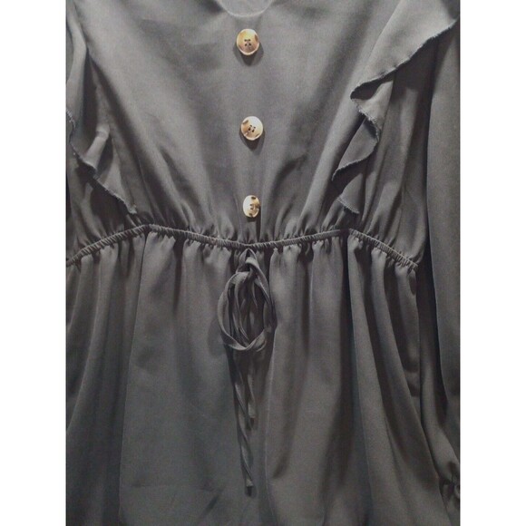 Black Size Lg Shein Dress Long Sleeve Ruffle Bodice Hem Cuffs Elastic Waist - Picture 4 of 10